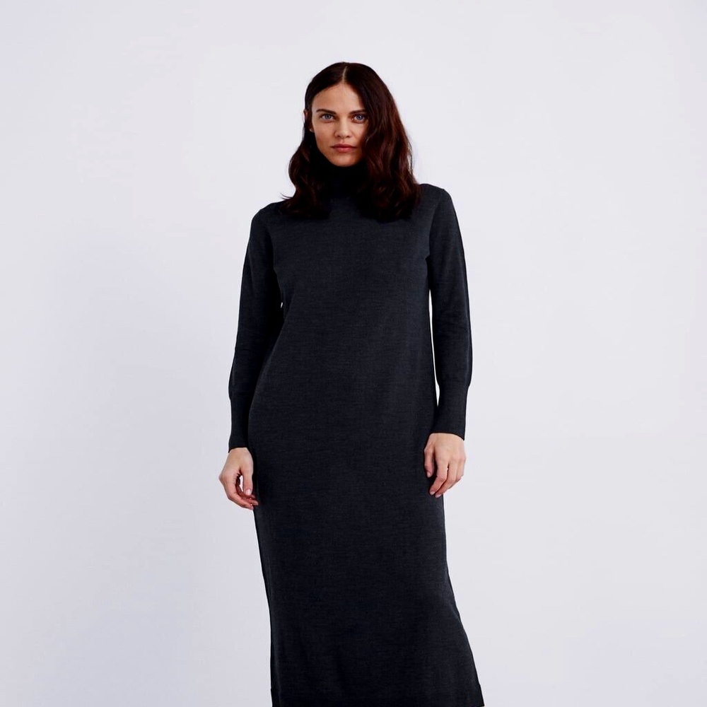 zara grey wool dress Limited Edition Charcoal Size-S Women's wool